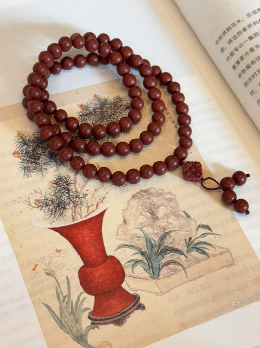 Red Bean beaded-Triple Loop Bracelet